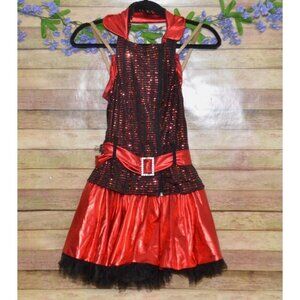 Weissman Adult Red 3 Piece Metallic Jazz Dance Costume Size M Dress Jacket Belt
